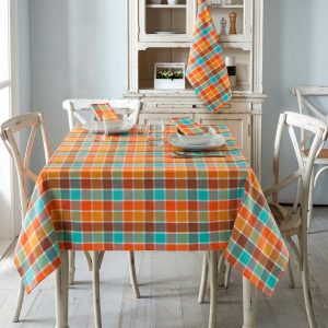 tovaglia Aberdeen di Vallesusa Casa scozzese arancione e azzurro