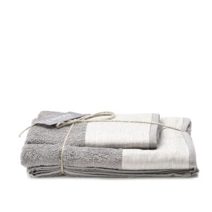 asciugamano Emily di Creole Home Silver con balza in lino