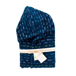 accappatoio Gatsby di Riviera in blu con lavorazione multicolor