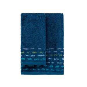 set asciugamano con ospite Gatsby di Riviera blu con dettaglio multicolor