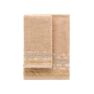 asciugamano con ospite Gatsby di Riviera in spugna jacquard tortora