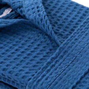dettaglio Accappatoio Apone Spuma di Riviera in blu cobalto