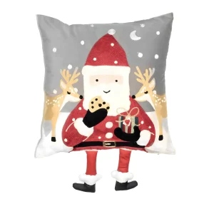 copricuscino arredo natalizio Santa Claus con gambe applicate grigio