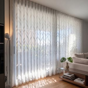 tenda su misura Airone con zig zag chevron bianco su bianco jacquard