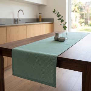 Runner treccia in tessuto jacquard verde