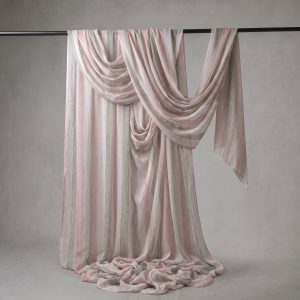scampolo di tessuto per tenda a righe verticali rosa e tortora Baros di Via Roma 60