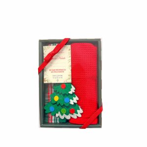 set 2 asciugapiatti natalizi Decoration con scatola e decorazione natalizia albero di natale
