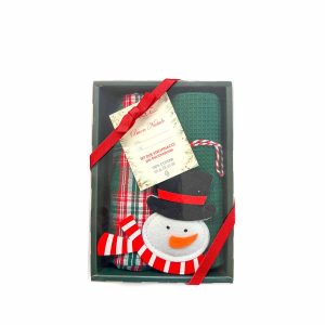 set 2 asciugapiatti natalizi Decoration con scatola e decorazione natalizia pupazzo natalizio